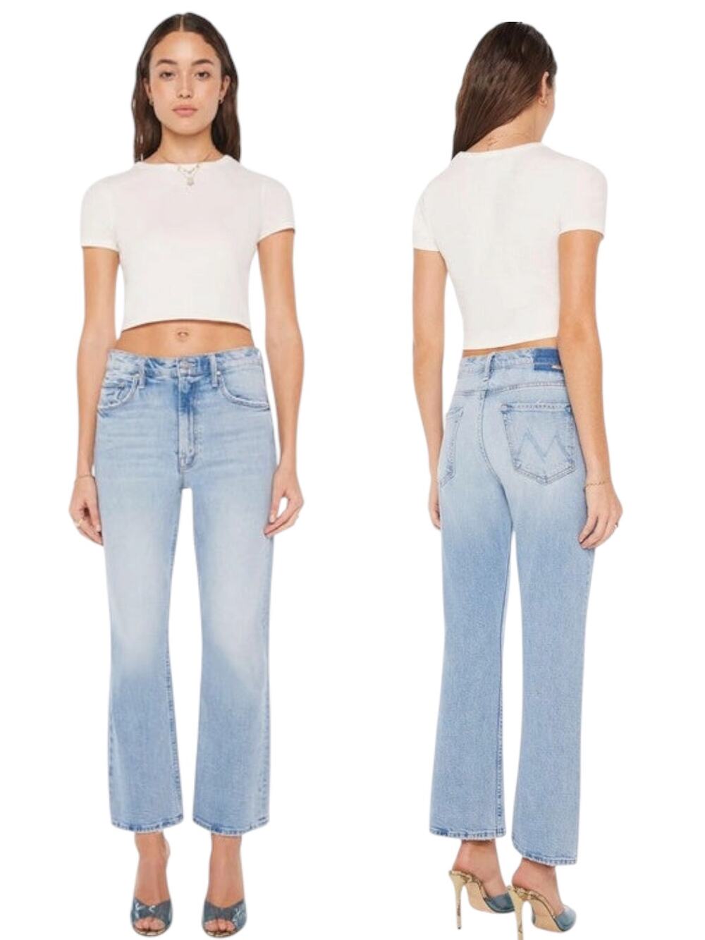 Mother Superior The Scooter Ankle Flared Jeans Blue High Rise Size 30